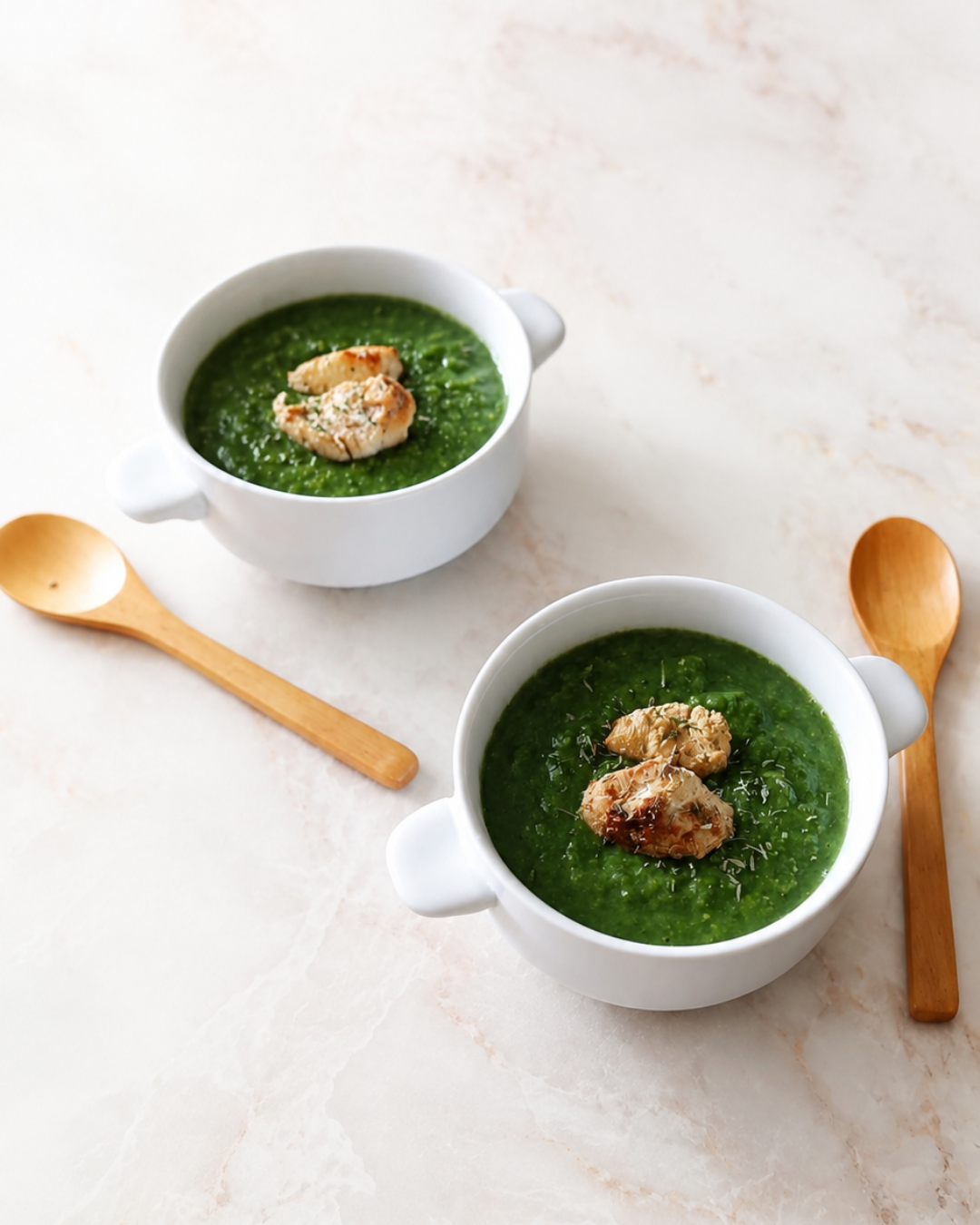 Green Thyme Soup with Marinated Chicken