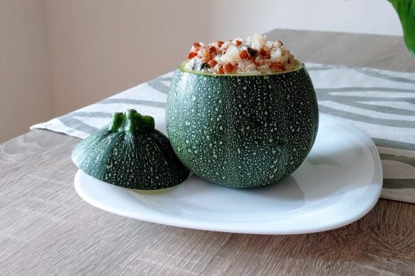 Calabacines rendos rellenos de quinoa y lentejas