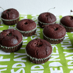 Gluten-free cacao muffins with cherries