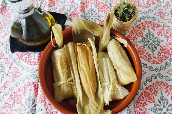 Tamales veganos rellenos de setas