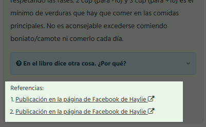 Referencias a las fuentes usadas para crear la Masterfood