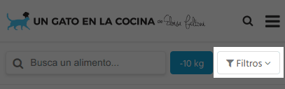 Botón para mostrar filtros adicionales de la Masterfood